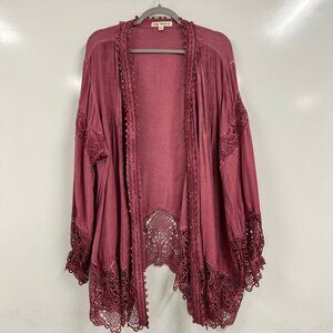 2X Indigo Thread Co Navy Boho Lace Kimono Cardigan Duster Plus Size Festival Top